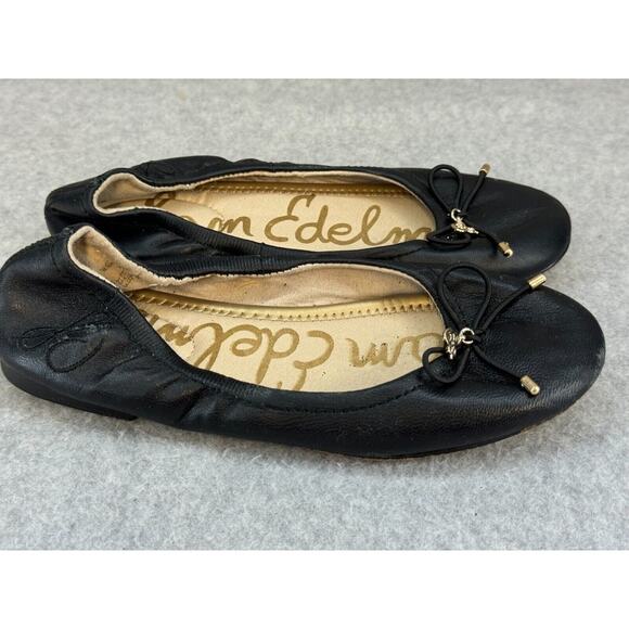 Sam Edelman Flats Ballet Felicia 2 Black Nappa Leather - Girls' Size 2M - Picture 6 of 8